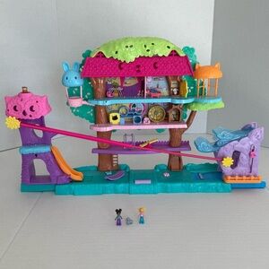Polly Pocket Doll House Pet Adventure Treehouse Playset 2 Figure Mini Toys